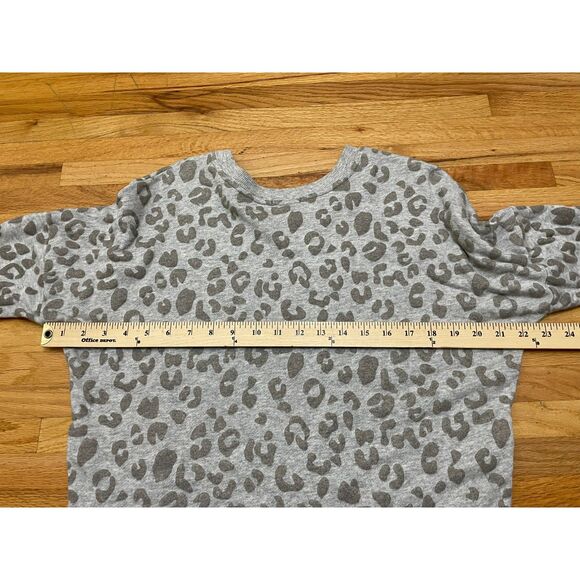 Rails Marlo Women's M Gray Sweatshirt Cotton Leopard Print Side Zip Minimalist - Picture 8 of 10